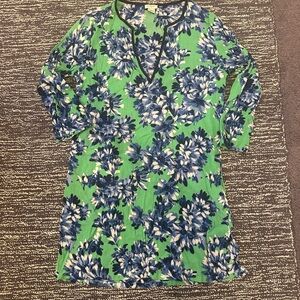 J. Crew Factory Blue and Green Floral Coverup